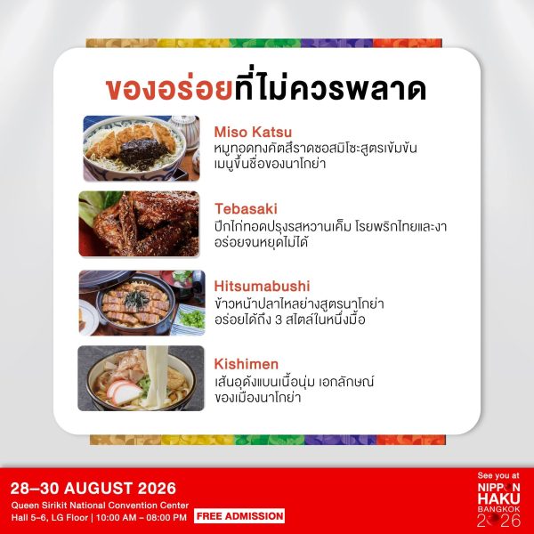 ของอร่อยที่ไม่ควรพลาดจากนาโกย่า เจ้าภาพงานกีฬา 20th Asian Games 2026